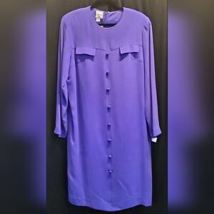 August Hale - purple, 3/4 length, l/s dress with button accents.
